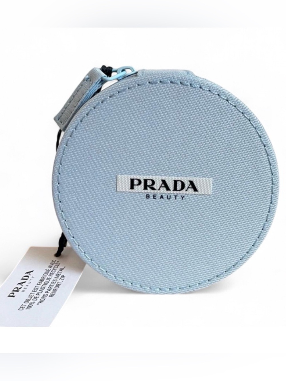 Limited Edition Prada Round Zip Pouch in Pale Blue
